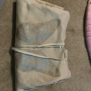 Zip up with rim stone butterfly